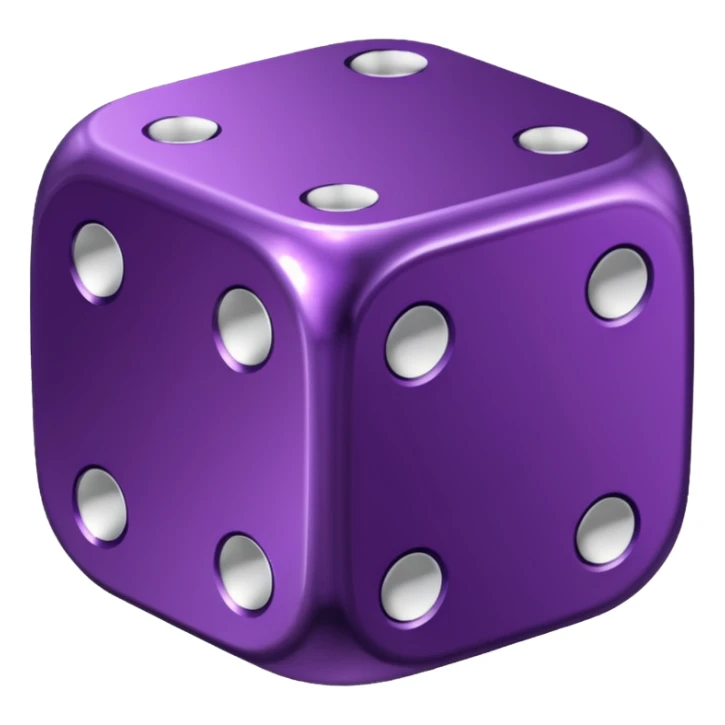 dark purple metallic dice, hearts instead of dots sticker