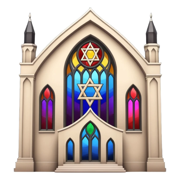 jewish synagogue temple in dark goth aesthetic style with lgbt flag color rose glass windows sticker