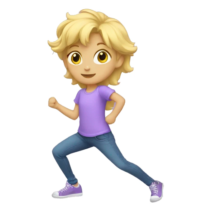 blonde kid dance with light purple t shirt  sticker