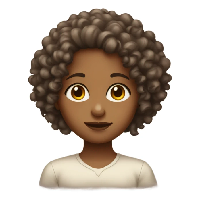 curly haired brown girl with brown eyes side eye  sticker