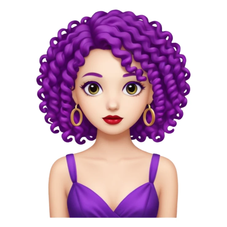 Fashion Model with Purple Curls, red dress sticker