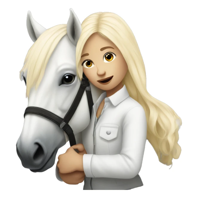 I want a blondie girl hugging a white horse sticker
