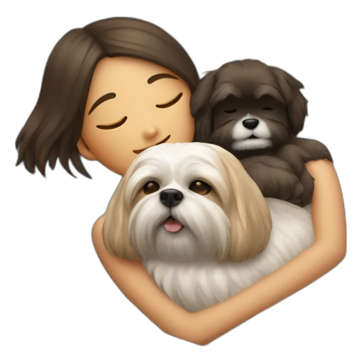 Human girl and shih dog sleeping on couch sticker