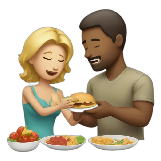 Wife feeds food husband sticker