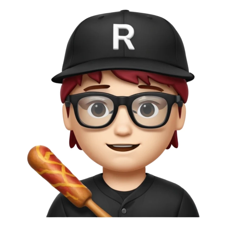 a roblox bacon that has a black baseball hat and has cool black glasses sticker