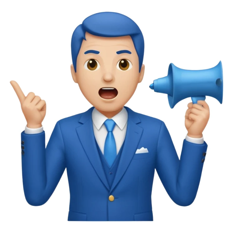 A blue Telegram emoji style of trump shouting sticker