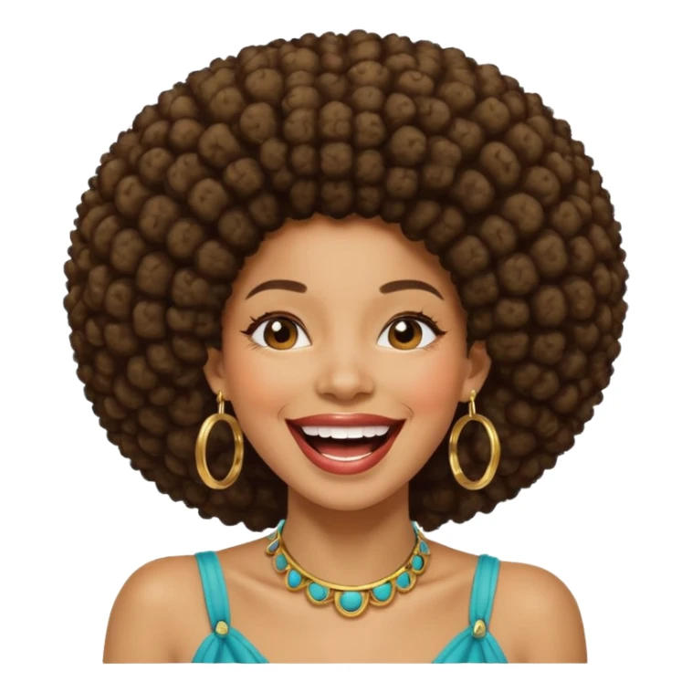 Black woman with an afro laughing  sticker