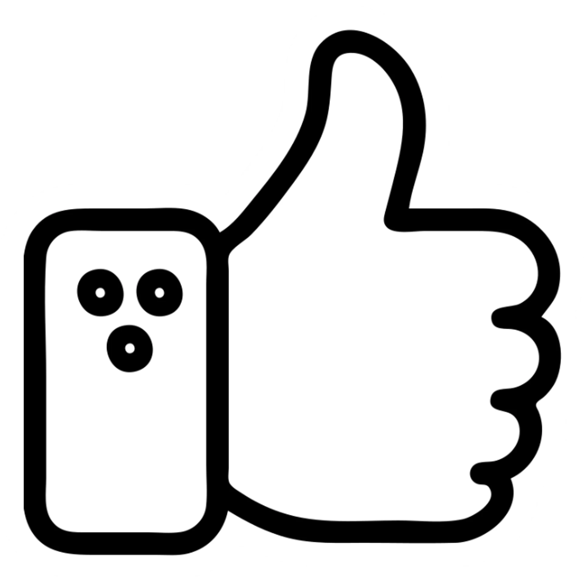 cute simple cartoon pink hamster paw giving a thumbs up, outlined minimal details, isolated sticker