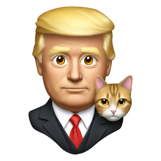 president Trump with a cat on his shoulder sticker