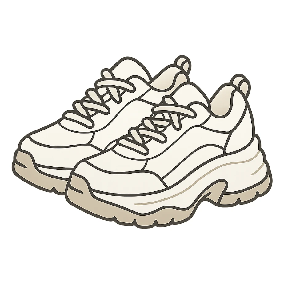 flat toon white chunky women's sneakers sticker