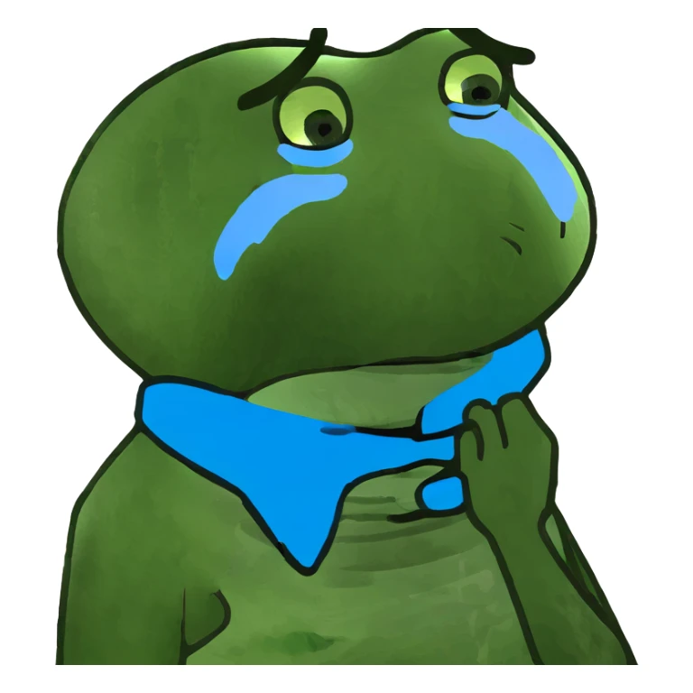 guy choking himself on verge of tears sticker