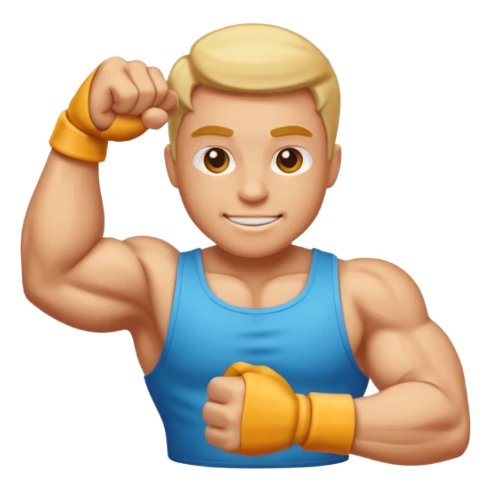 "Generate a high-resolution illustration of a flexed biceps emoji (💪), in the classic emoji style, clean vector look, smooth gradients, bright colors." sticker