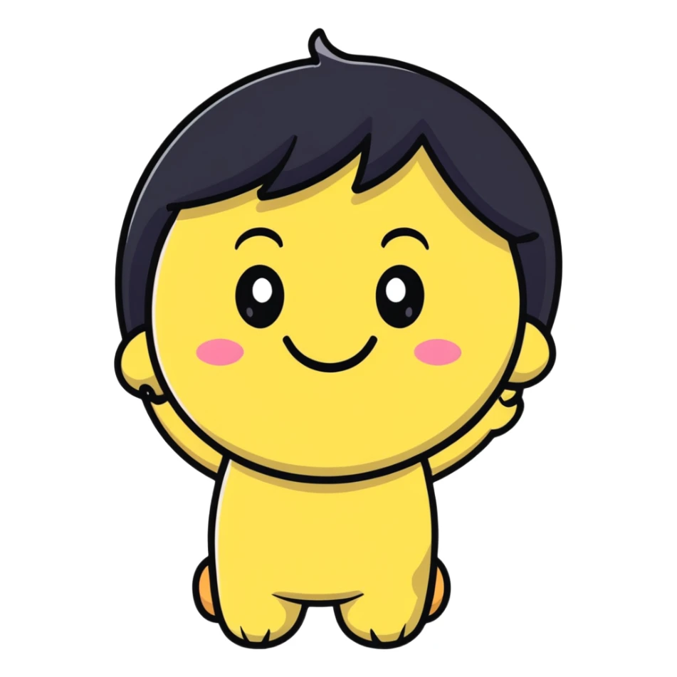 simple embarrassed white smiley with black hair sticker