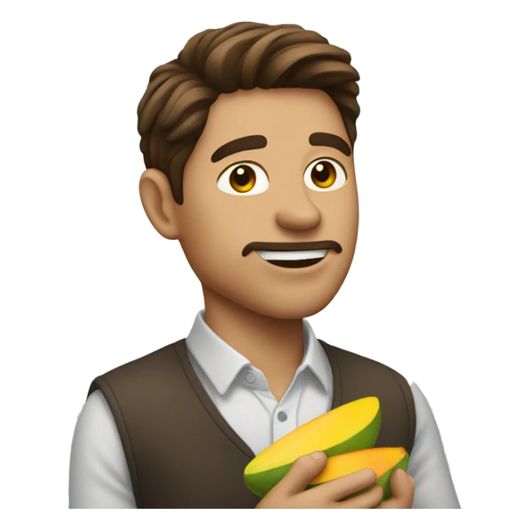 brown hair man eat mango sticker