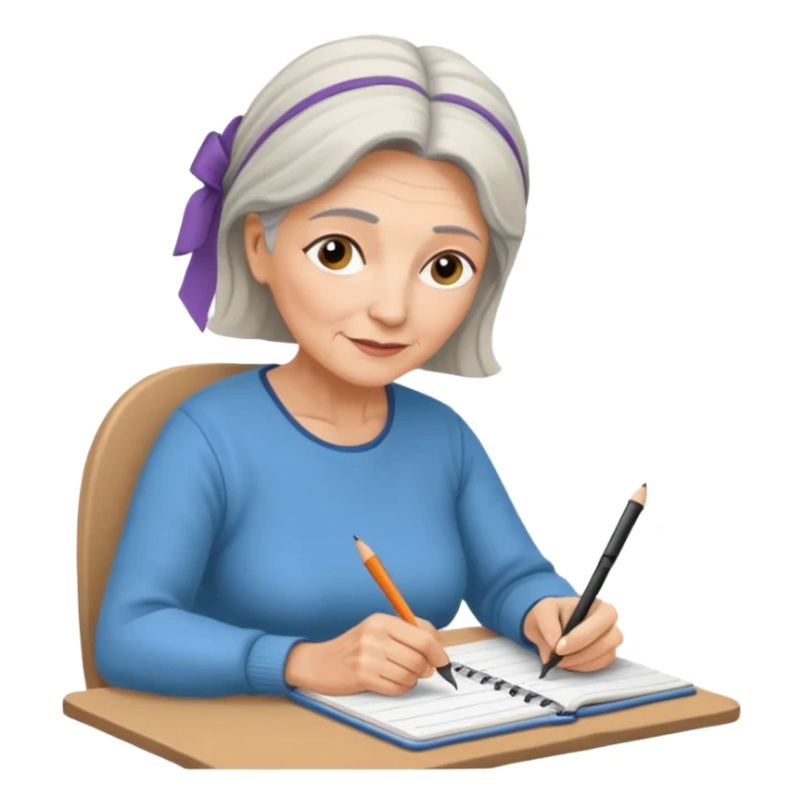 Older woman sketching in spiral pad sticker