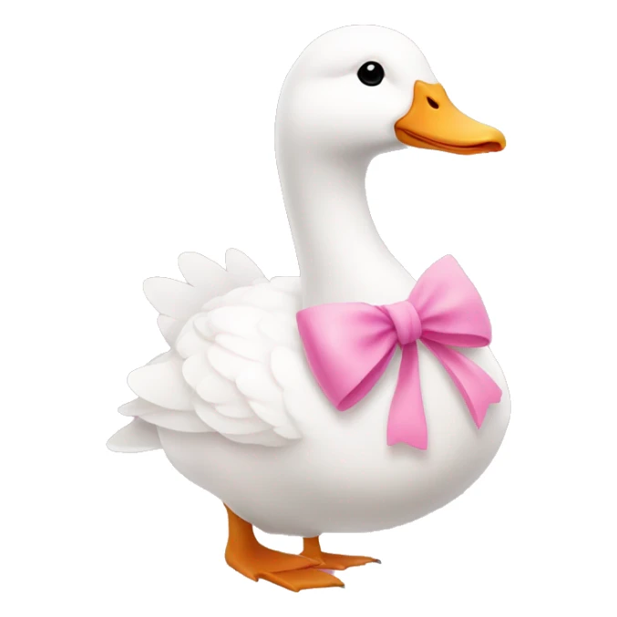A White goose with a bow in pink around its neck. Make it really cute and show the whole Animal sticker