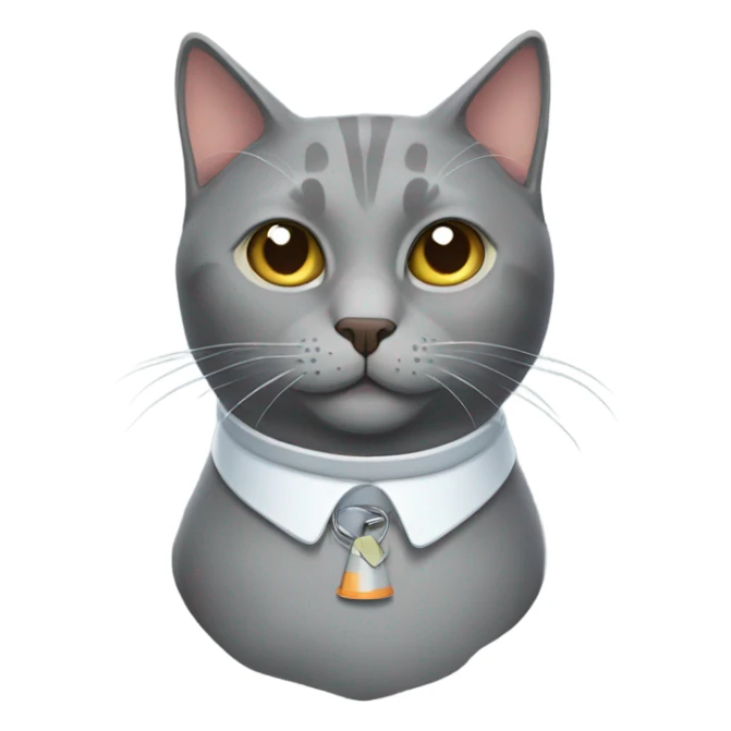 Gray cat with cone of shame sticker