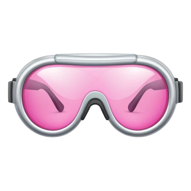 pink lens safety glasses with reflective silver frame, industrial protection sticker