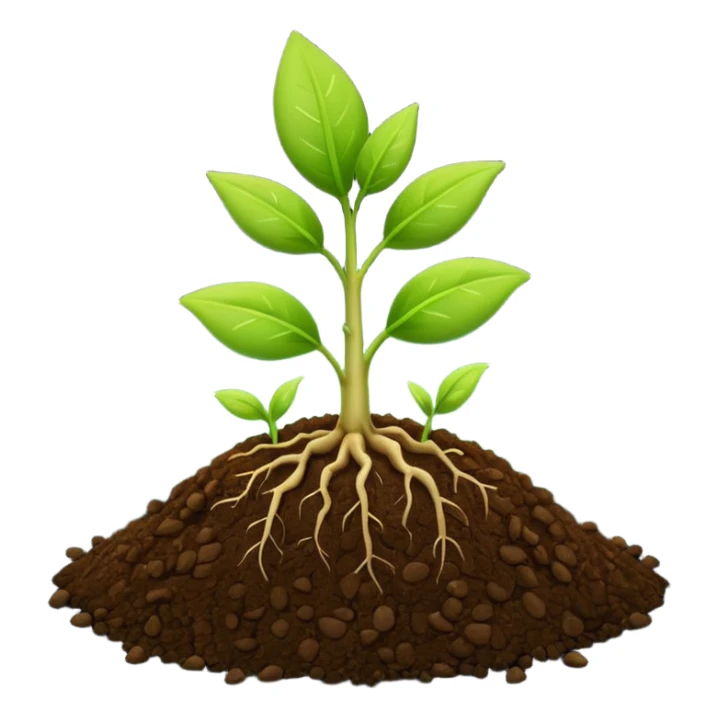 small money seedling sprouting from soil, symbolizing the start of compounding and growth, clear modern emoji style sticker
