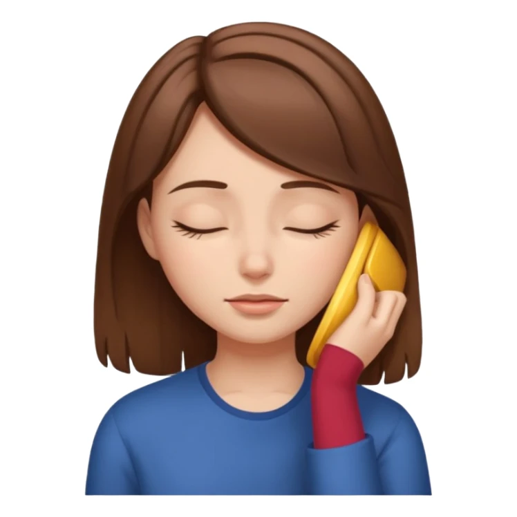 Girl tucks hair behind the ear with eyes closed sticker