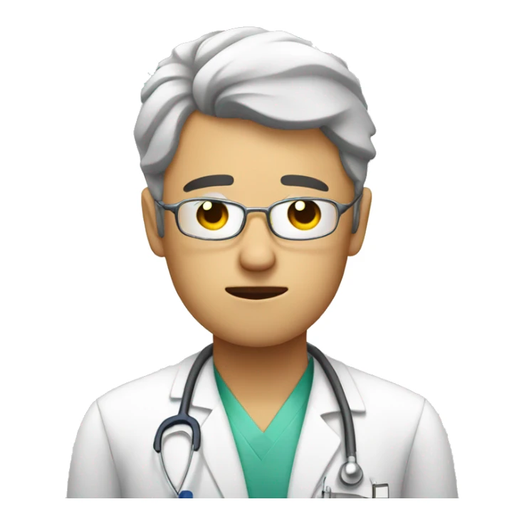 Exhausted doctor with sweat emoji sticker
