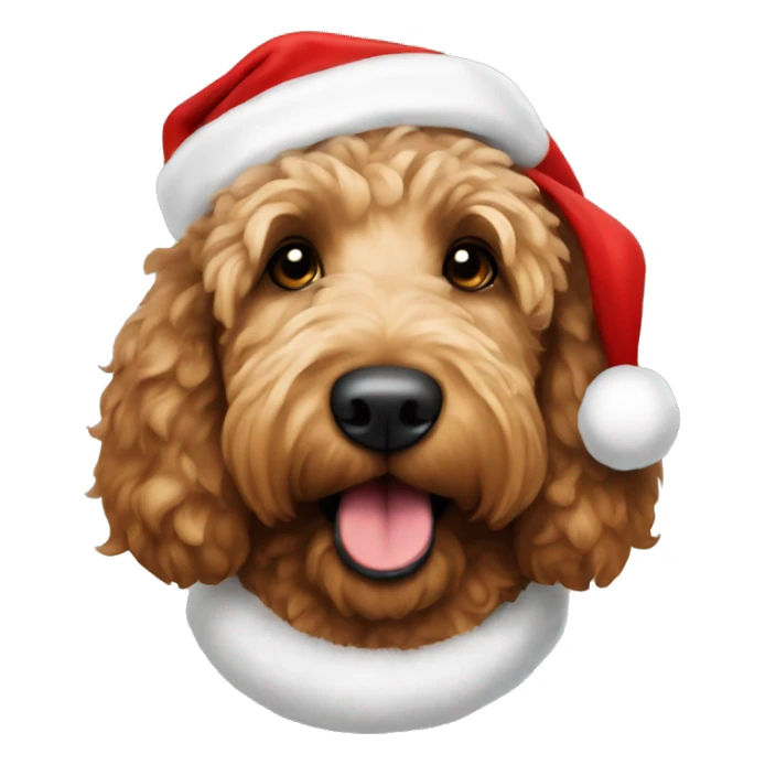 Brown golden doodle dog with Santa hat sticker