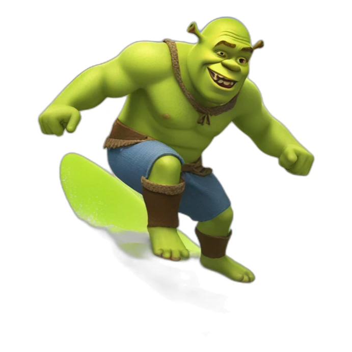 shrek surfing in the ocean sticker