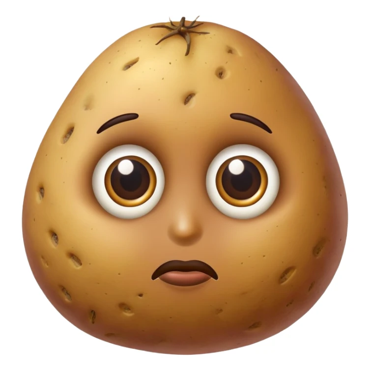 realistic potato with brown skin and eyes sticker