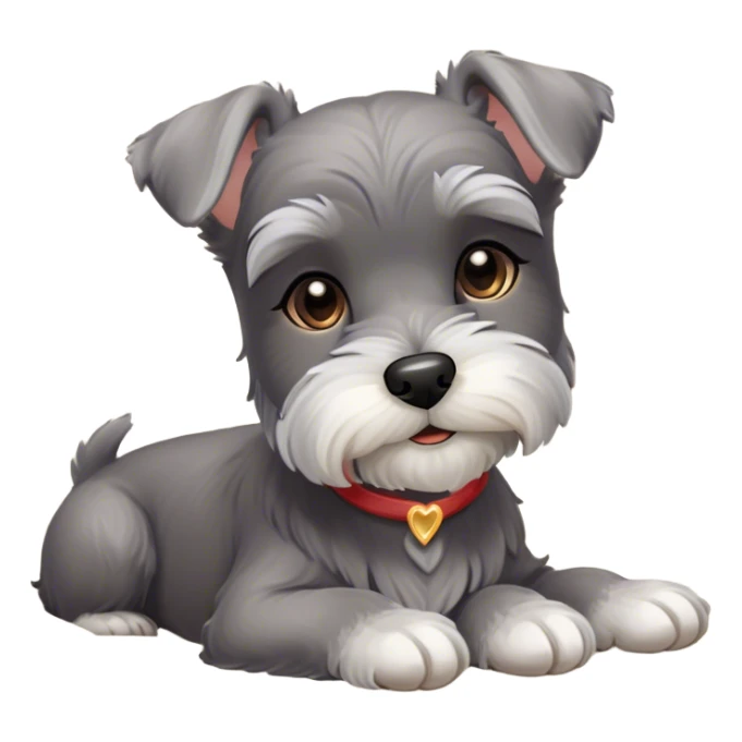 Meme-Worthy Cute Sleeping Miniature Schnauzer Portrait Emoji, Head gently tilted in a relaxed, blissful slumber with a soft, contented smile and eyes tenderly closed, featuring a neat salt-and-pepper fur with charming, relaxed features, simplified yet irresistibly endearing, highly detailed, glowing with a soft, cozy radiance, high shine, exuding gentle, heartwarming charm, styled with a soft glowing outline, capturing the essence of a sleeping Miniature Schnauzer that looks perfectly poised to become a viral icon of adorable rest! sticker