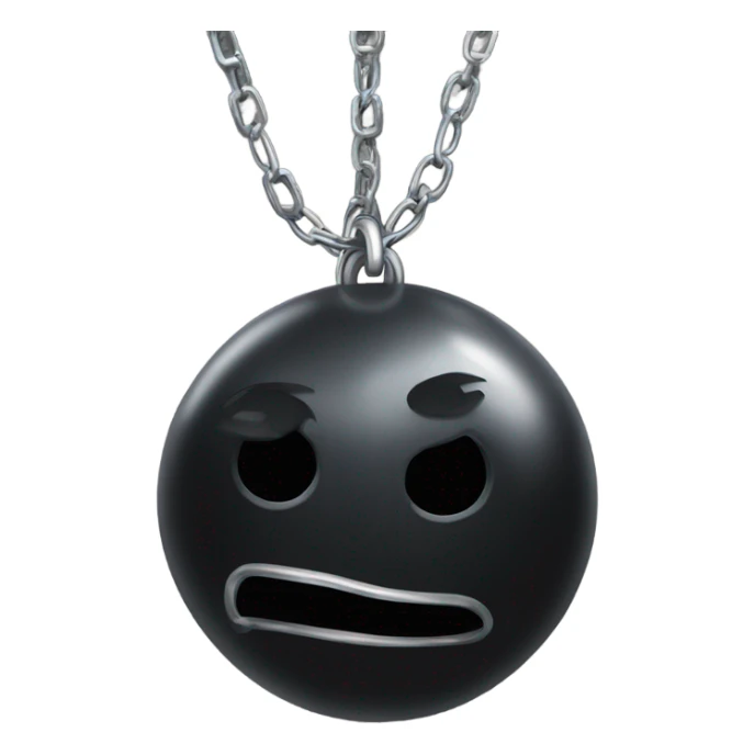 A heavy black ball with a chain sticker