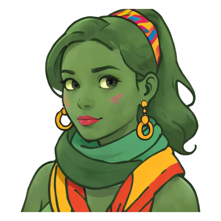 A girl holding her neck sticker