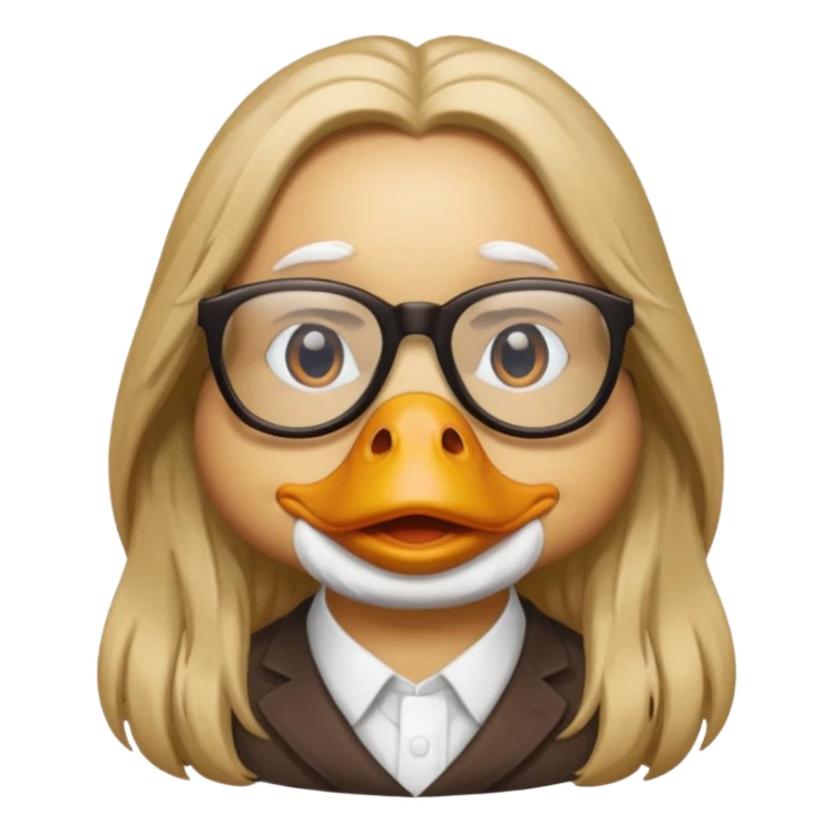long hair duck with glasses sticker