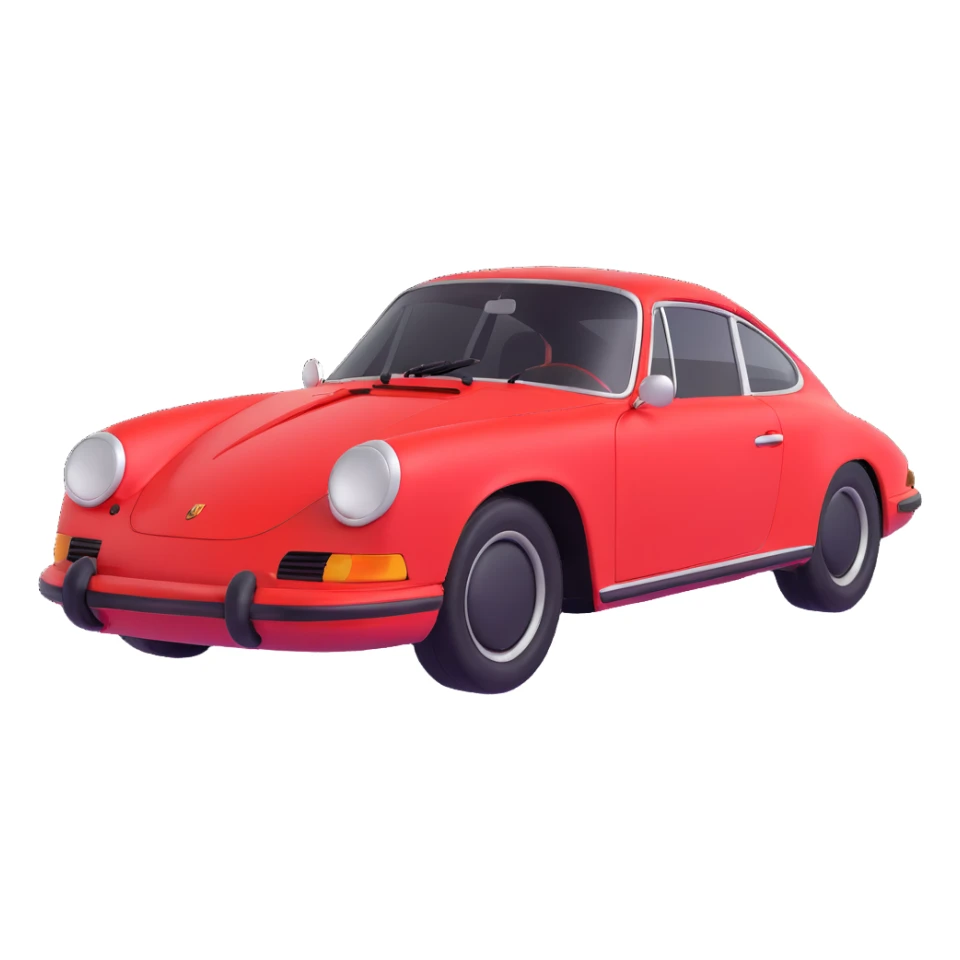 old Porsche car, red color sticker