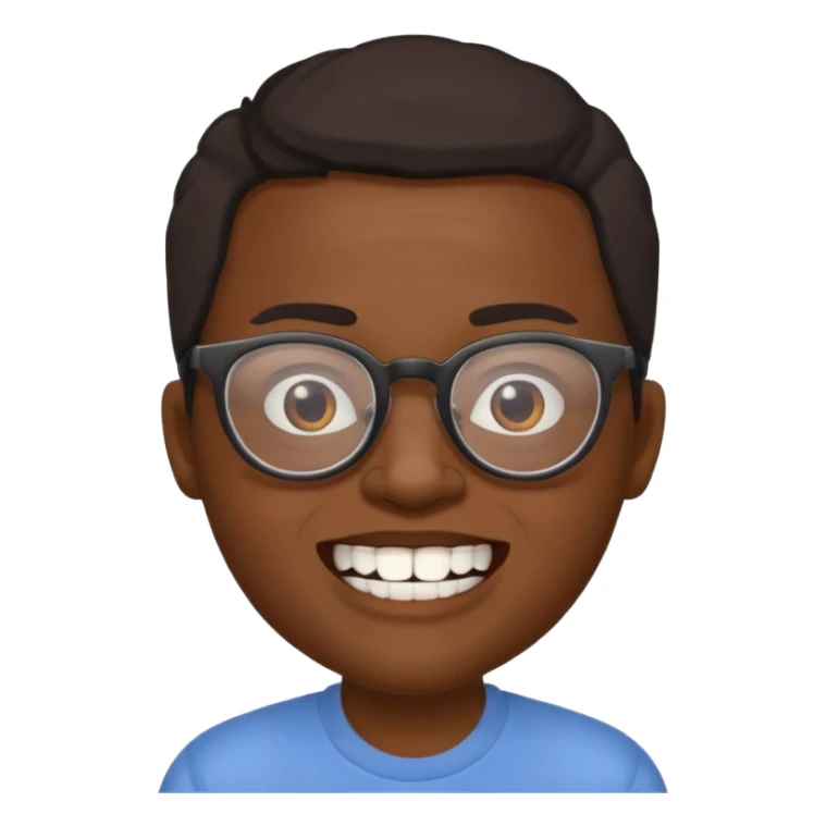 crooked teeth black emoji with glasses on  sticker