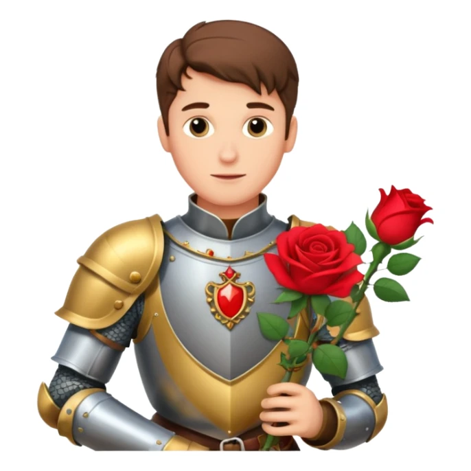 prince charming medieval armor holding a rose sticker
