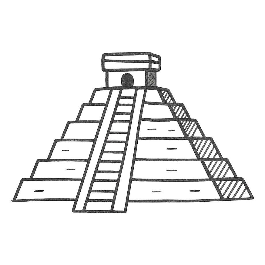 hand-drawn outline of a Mexican pyramid sticker