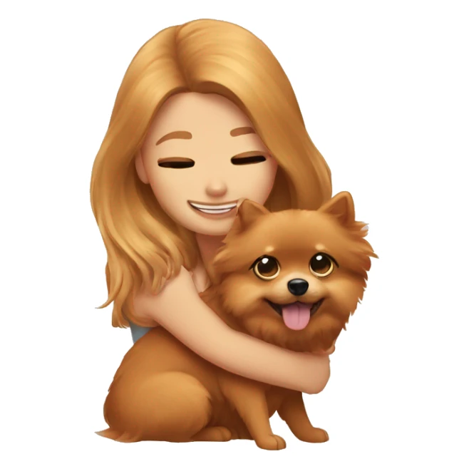 Bronde girl hugging ginger Pomeranian sticker