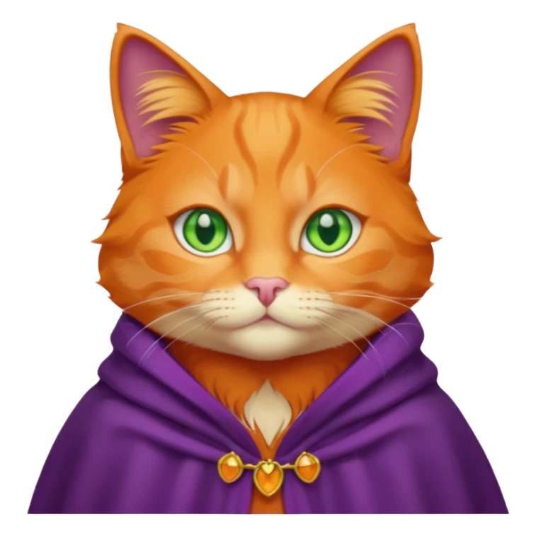 pussy orange cat green eyes, in purple cloak sticker