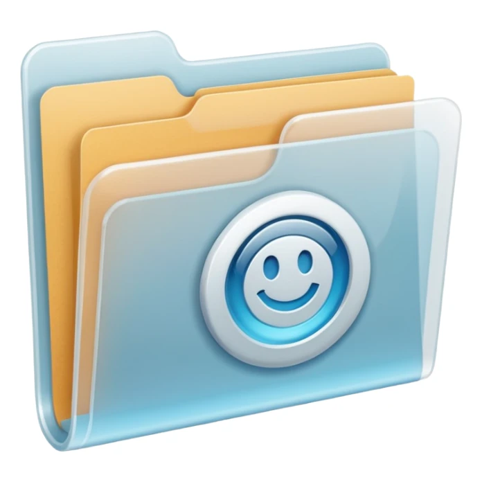 A **simple emoji-style icon** of a **transparent white plastic folder**, minimal and clean, with **rounded corners**, subtle translucency, soft shading, and a **small Concert arena symbol** on the front.
 sticker