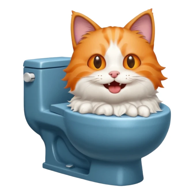 Cat laughing at phone while pooping on toilet sticker