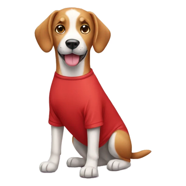 A dog wearing a red T -shirt  sticker