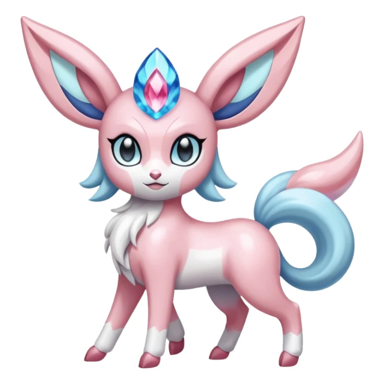 Shiny glossy pastel whitish Diancie-Absol-Sylveon-Meloetta-fusion  sticker