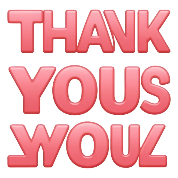 the words thank you in coral pink sticker