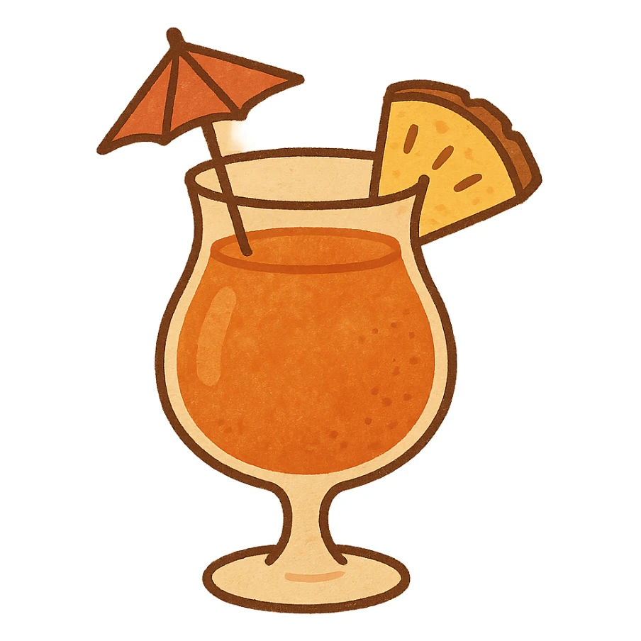 A tropical cocktail with a tiny umbrella and a slice of pineapple. sticker