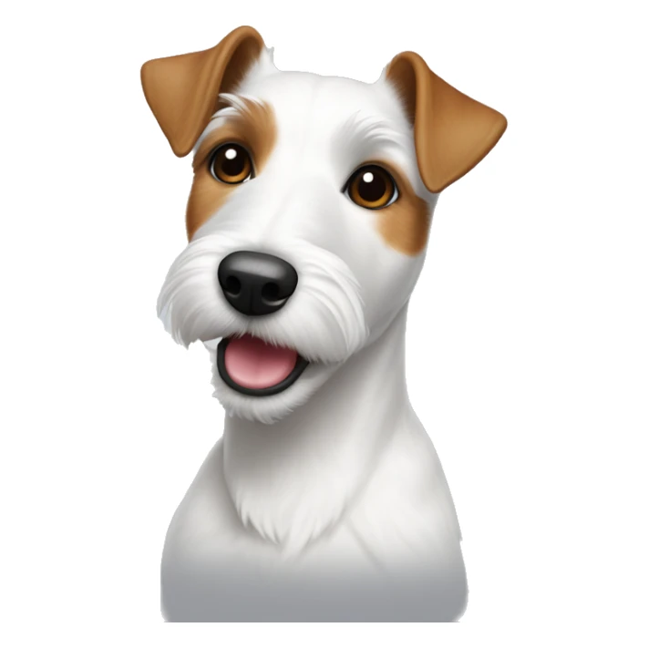 Parson Russel Terrier. All white except left side of the face and right ear sticker