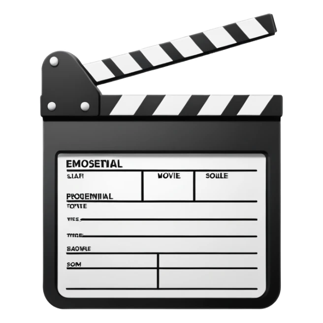 extremely simplified movie slate outline drawing, only essential black lines, no details sticker