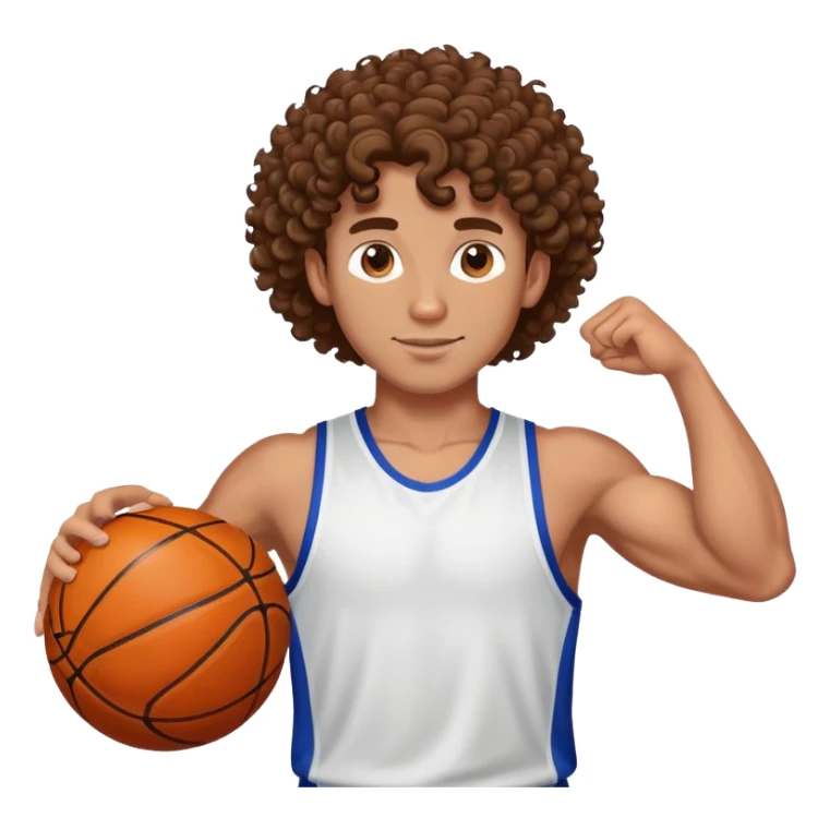 Very good looking buff athlete man with basketball curly brown hair  sticker