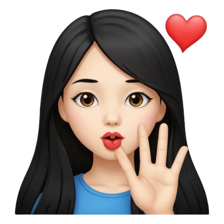 girl with long black straight hair blowing kisses sticker
