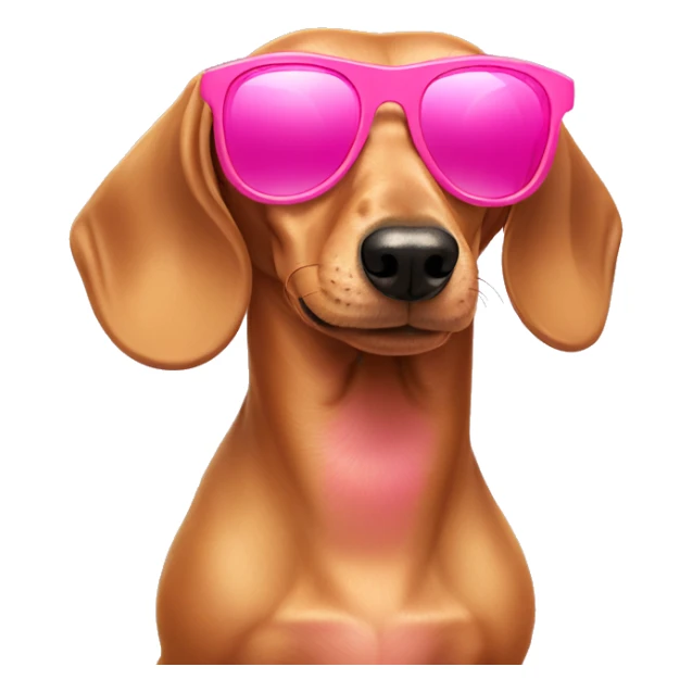Tan colored dachshund wearing pink sunglasses sticker