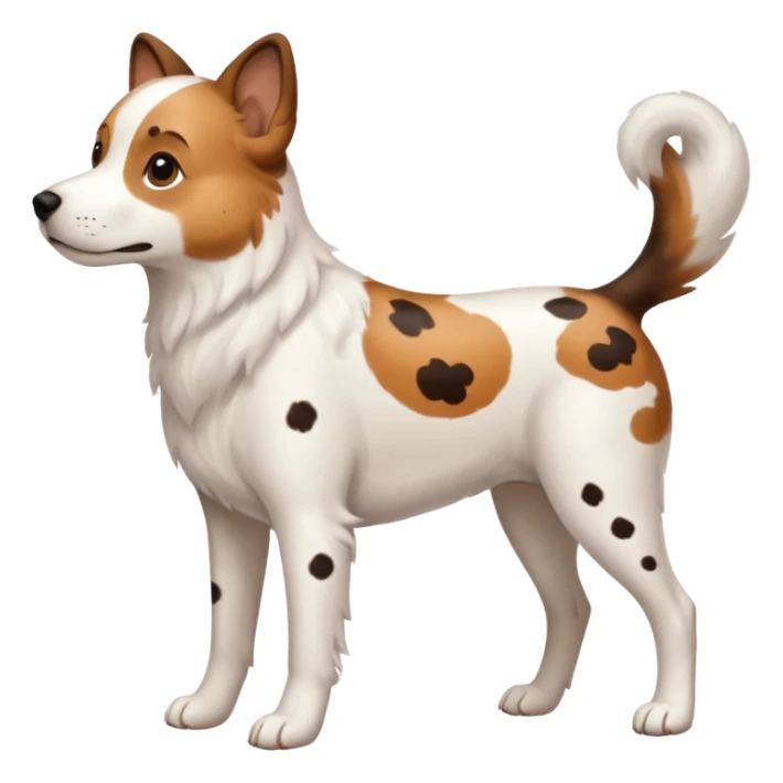 White dog with brown spots with ONLY three legs, from the side. It DOES NOT have four legs. ONLY THREE LEGS  sticker